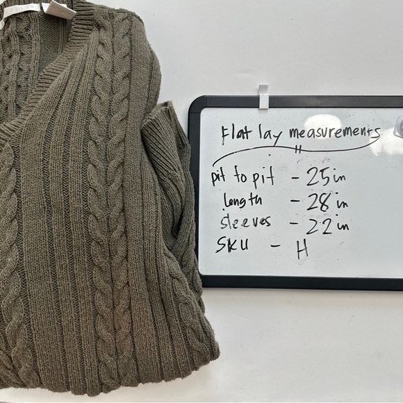 Vintage Perry Ellis Chunky Cable Knit Pullover Sweater Mens XL Fisherman V-neck - Picture 12 of 12